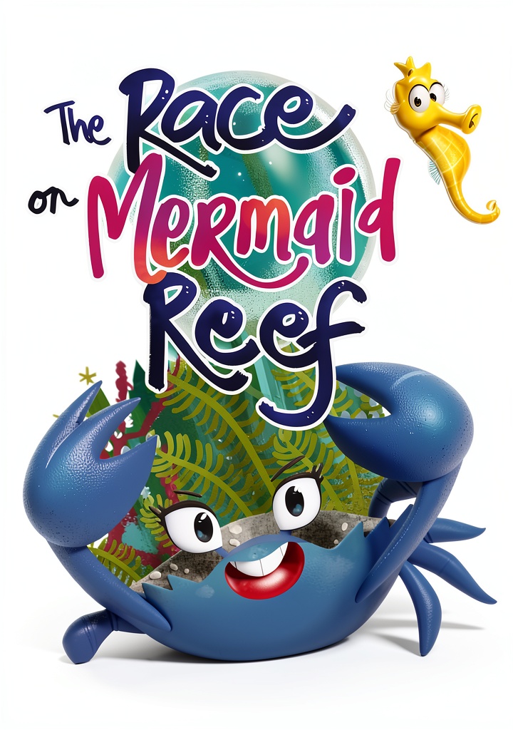 Installing Mermaid Reef Kids Book by Pull a Wagon – 35 Page Print Replica on a wooden desk